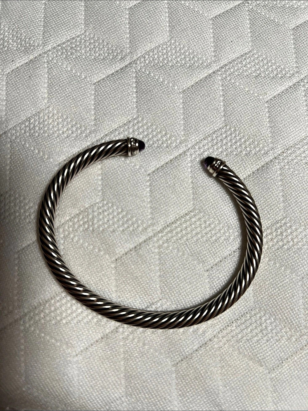 David Yurman Classic Cable Bracelet in Sterling Silver with Amethyst and Diamond